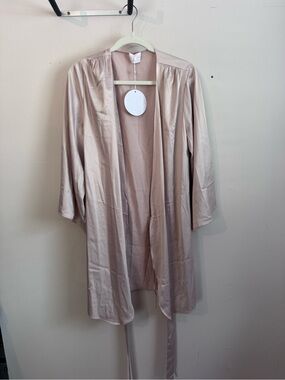 Light Blush Satin Kimono Robe by L'ROSE
